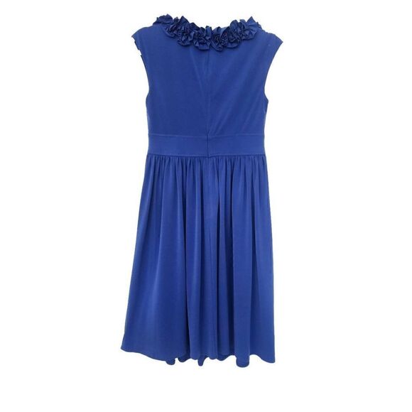 Maggie London NWT sleeveless blue size 6 ruffle v-neck dress - Picture 2 of 8